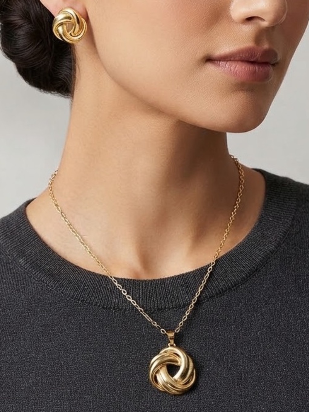 Gold Stainless Steel  Necklace & Earring Women Set.
